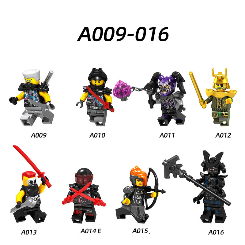 A009-016 Enter the Ninjanomicon Masters of Spinjitzu Cartoon Game Minifigures Building Blocks Snake Jaguar Luke Cunningham Ultra Violet Hutchins Chopper Maroon MR.E Misako Garmaoon Action Mini Figures Assemble DIY Bricks Educational Toy