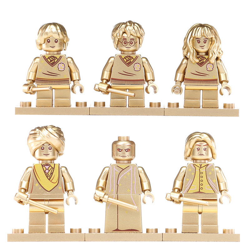ZYC001-006 American Adventure Movie Harry Potter Minifigs Buildinig Blocks Golden Hogwarts Ron Weasley Hermione Granger Cedric Diggory Toys