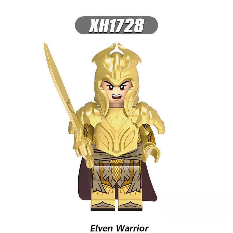 X0315 Lord of the Rings LOTR Hobbit Minifigure Building Blocks Medieval Military Elven Guard Elven Archer Elven Warrior Action Mini Figures Assemble MOC DIY Shield Armor Weapon Sword Bricks Educational Toys Gift for Children Boys Kids