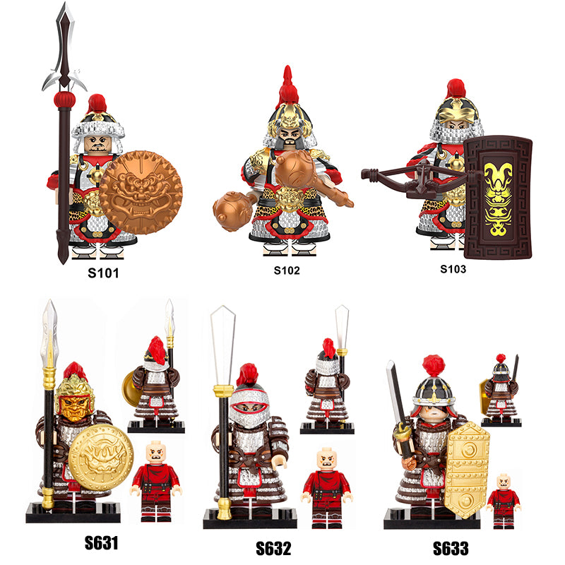 S101-103 S631-633 Ancient Historical Figures Song Dynasty Lance Armor Shield Infantry Accessories Building Blocks Xuanjia Minifig Gift Toy