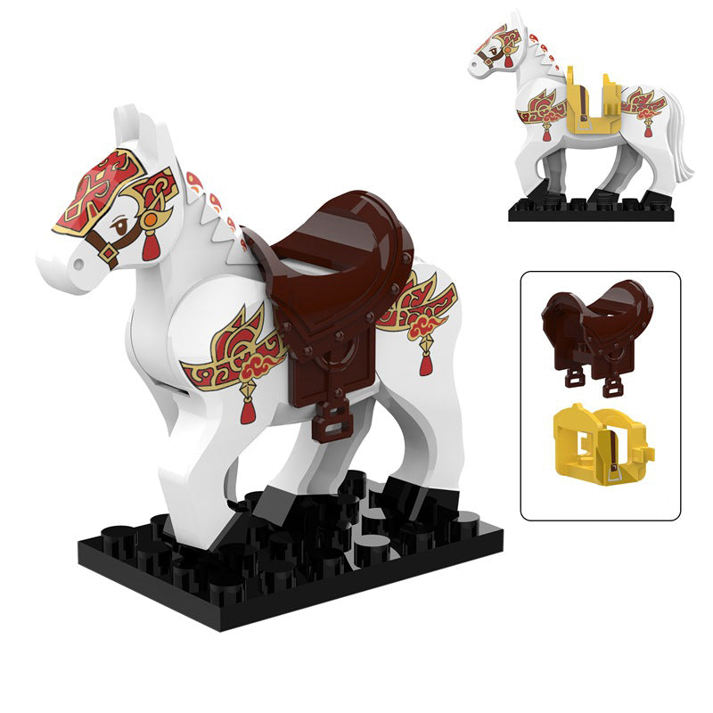 M200-205 Medieval The Three Kingdoms Generals Horse Mount Series Building Blocks Military War Soldiers Red Hare Accessories Toys Children