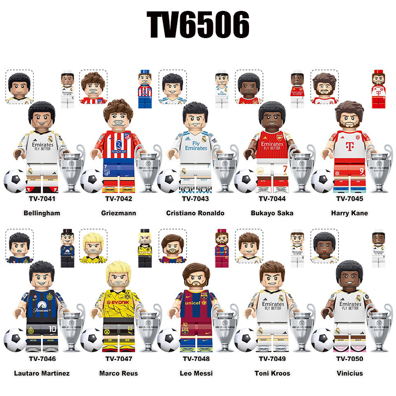 TV6506 Football Star Bellingham Griezman Harry Kane Anime Minifigs Building Blocks WorldMessi Boys Toys Gifts Children Compatible