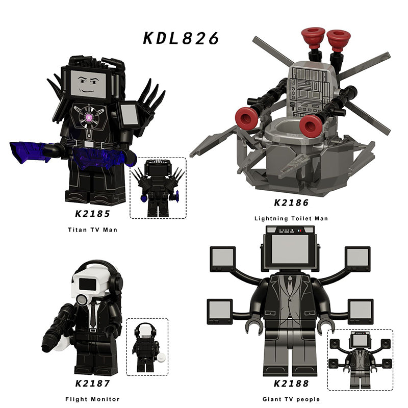 KDL826 Web Anime Series Titan TV Man Building Blocks Monitor Minifigs Lightning Toliet Man Chainsaw Children Gifts Toys Boys