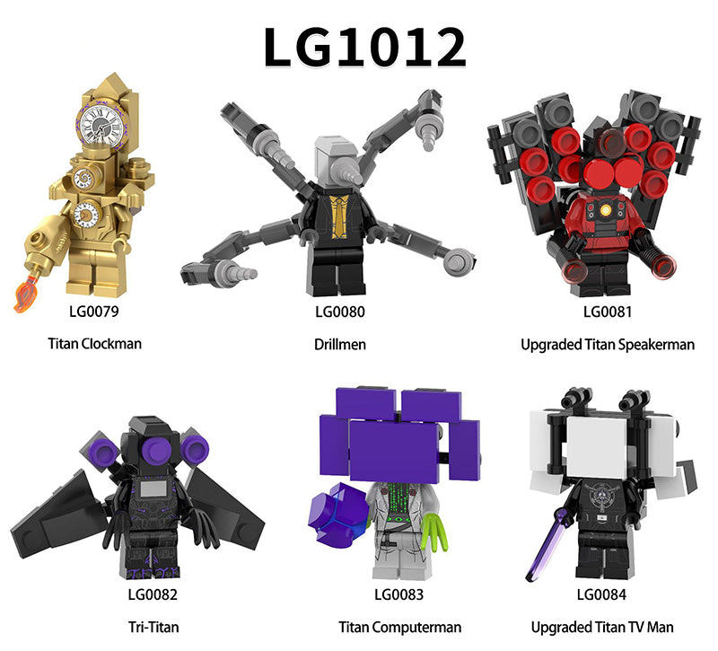 LG1012 Web Anime Series Titan Clockman Minifigs Building Blocks Sound Titan Computerman Weapon Gun Swords Chainsaw Toys Boys