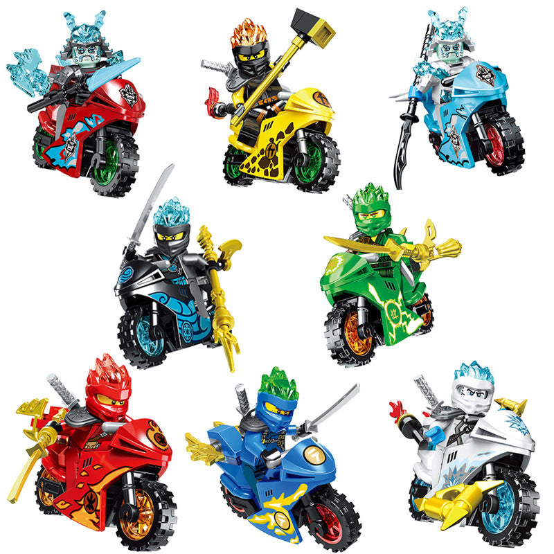 61015 Enter the Ninjanomicon Masters of Spinjitzu Cartoon Game Minifigures Building Blocks Jay Zane Kal Pixal Lloyd Niya Cole Action Motorcycle Mini Figures Assemble MOC DIY Weapon Sword Game Bricks Educational Toys Gift for Children Boys Kids
